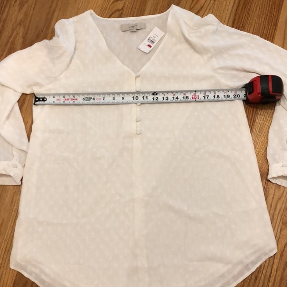 LOFT | clip dot v-neck peasant style blouse in whisper white, medium (maternity) - Picture 10 of 13